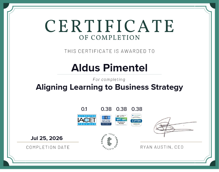 Aligning Learning to Business Strategy Certificate