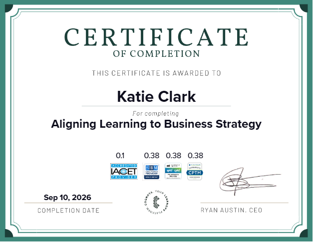 Aligning Learning to Business Strategy Certificate