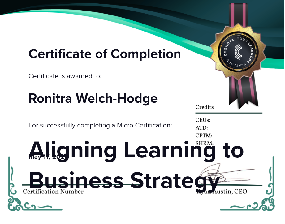 Aligning Learning to Business Strategy Certificate
