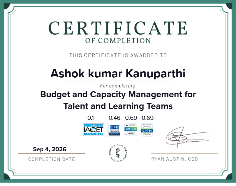 Budget and Capacity Management for Talent and Learning Teams Certificate