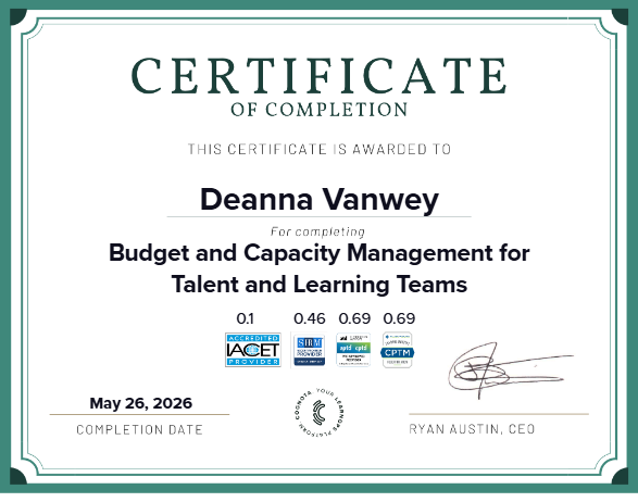 Budget and Capacity Management for Talent and Learning Teams Certificate