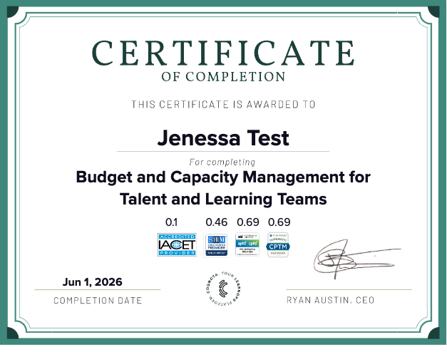 Budget and Capacity Management for Talent and Learning Teams Certificate