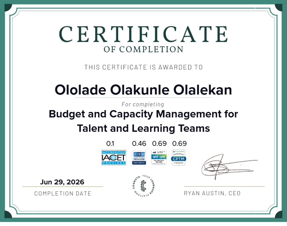 Budget and Capacity Management for Talent and Learning Teams Certificate
