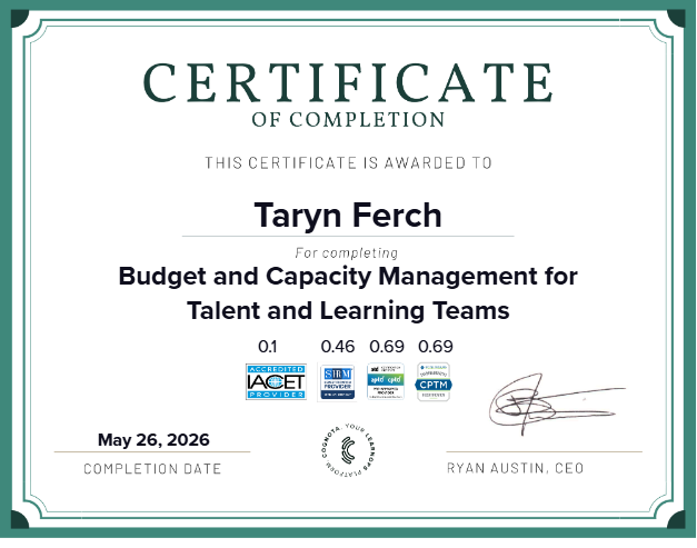 Budget and Capacity Management for Talent and Learning Teams Certificate