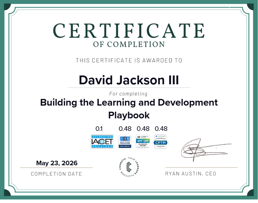Building the Learning and Development Playbook Certificate