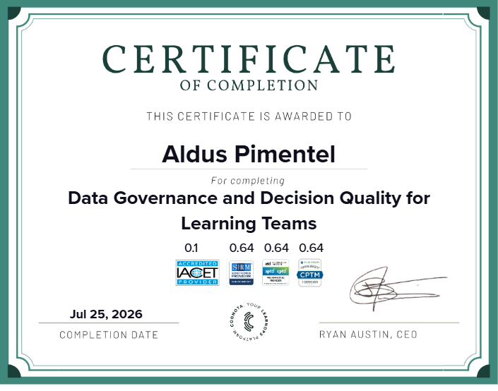 Data Governance and Decision Quality for Learning Teams Certificate