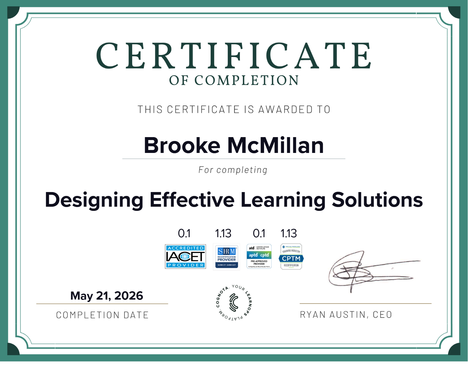 Designing Effective Learning Solutions Certificate