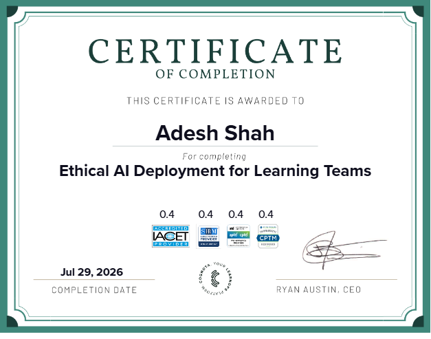 Ethical AI Deployment for Learning Teams Certificate
