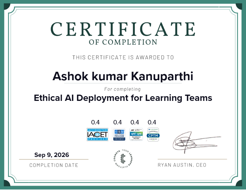 Ethical AI Deployment for Learning Teams Certificate