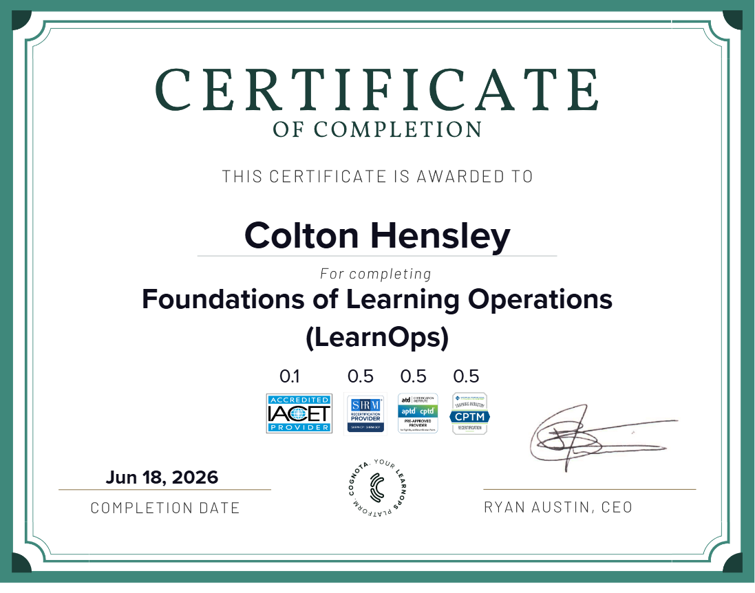 Foundations of Learning Operations (LearnOps) Certificate
