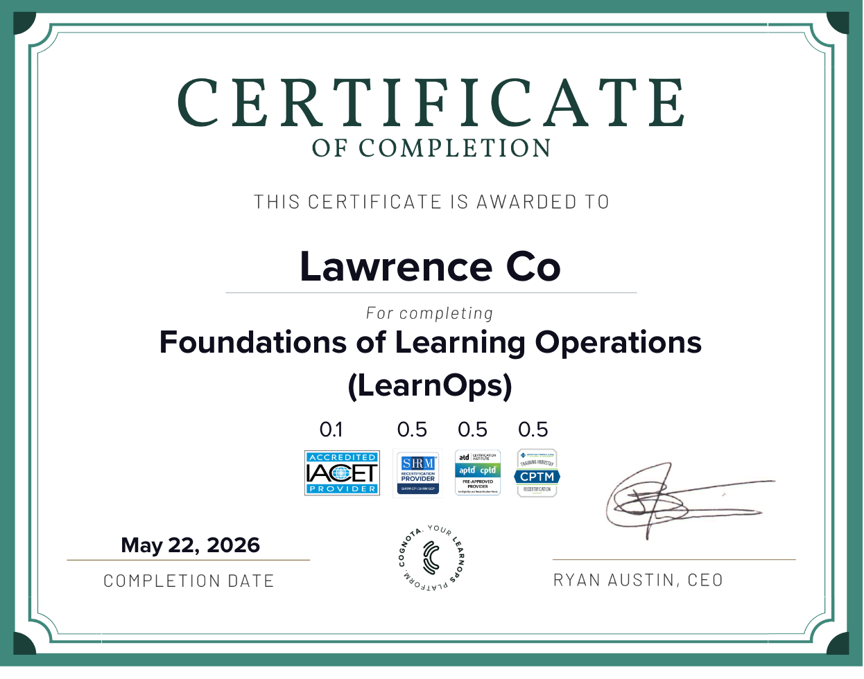 Foundations of Learning Operations (LearnOps) Certificate