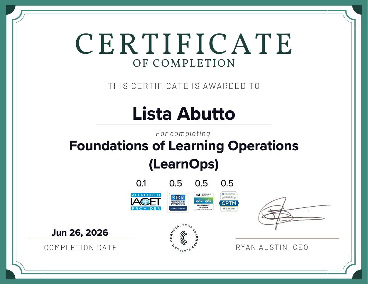 Foundations of Learning Operations (LearnOps) Certificate