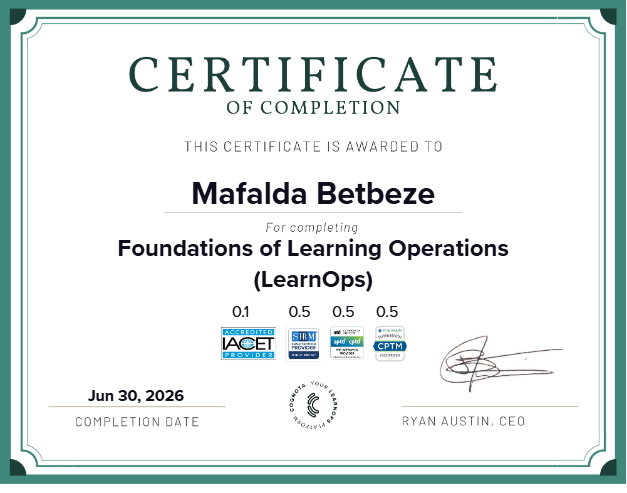 Foundations of Learning Operations (LearnOps) Certificate