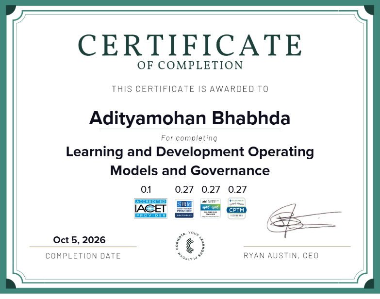Learning and Development Operating Models and Governance Certificate