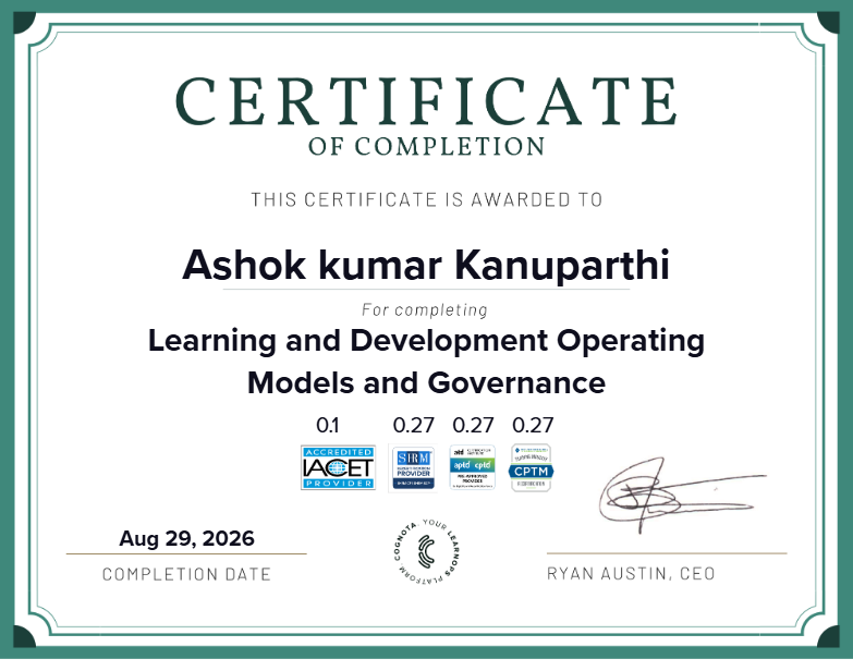 Learning and Development Operating Models and Governance Certificate