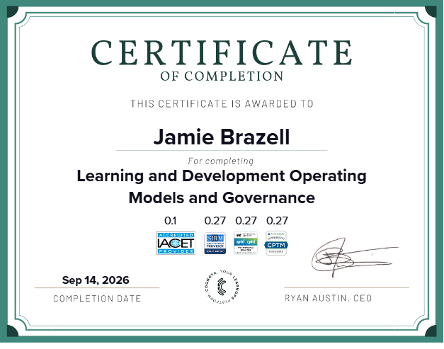 Learning and Development Operating Models and Governance Certificate