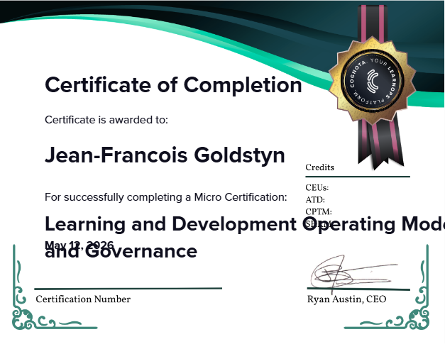 Learning and Development Operating Models and Governance Certificate
