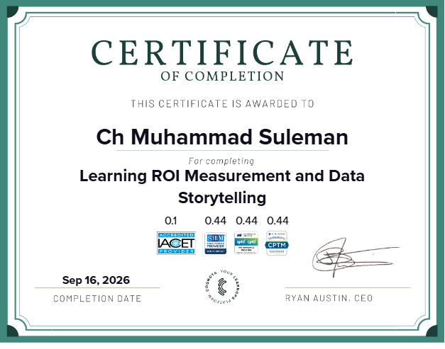 Learning ROI Measurement and Data Storytelling Certificate