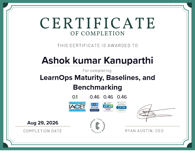 LearnOps Maturity, Baselines, and Benchmarking Certificate