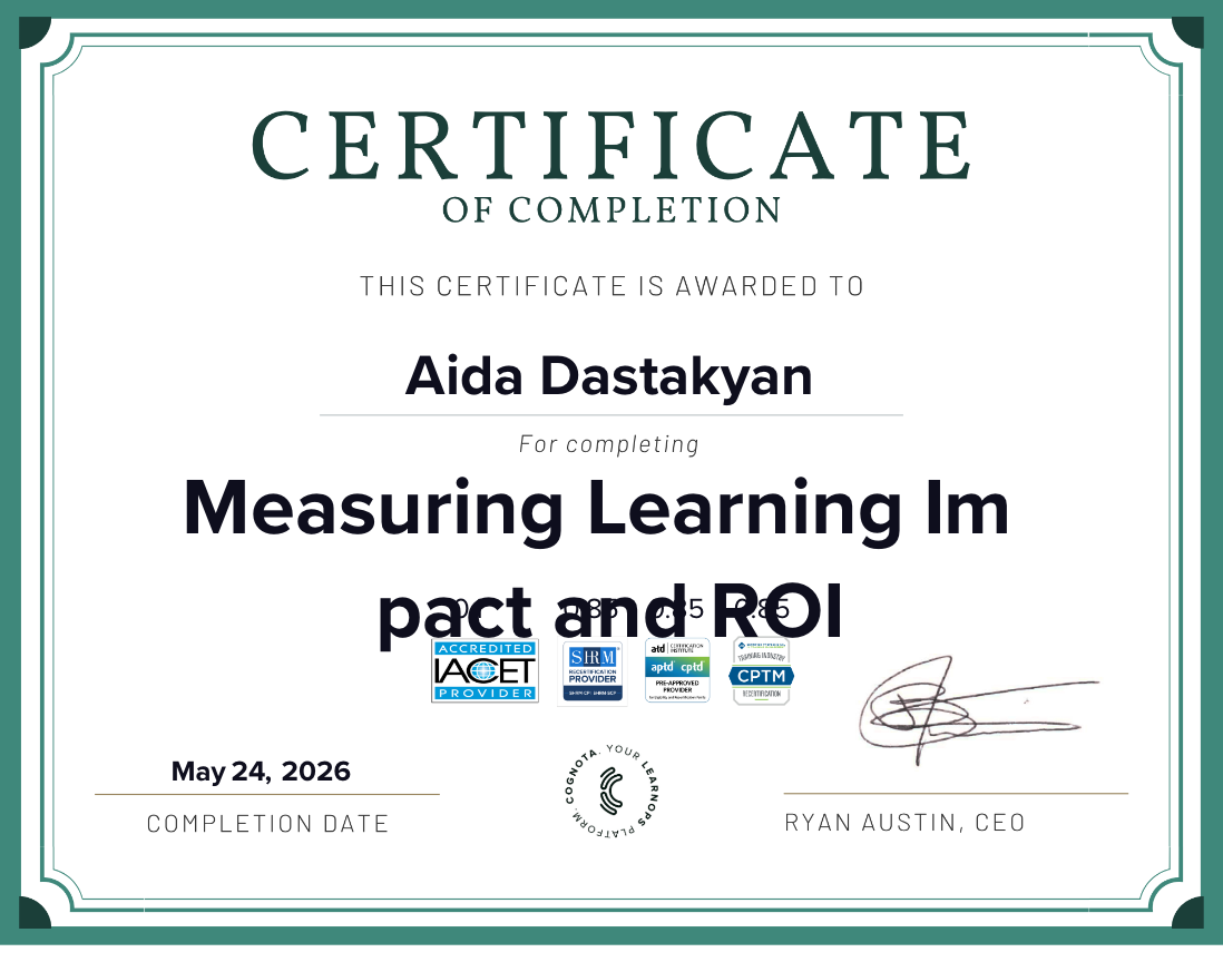 Measuring Learning Impact and ROI Certificate