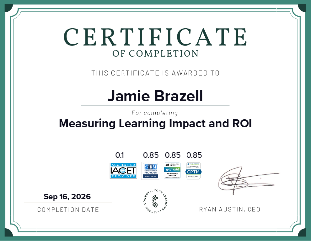 Measuring Learning Impact and ROI Certificate