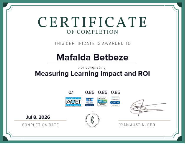 Measuring Learning Impact and ROI Certificate