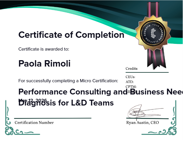 Performance Consulting and Business Need Diagnosis for L&D Teams Certificate