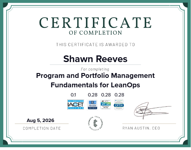 Program and Portfolio Management Fundamentals for LeanOps Certificate