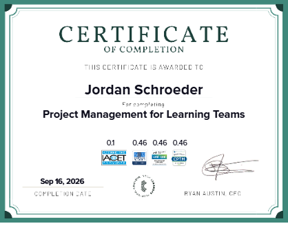 Project Management for Learning Teams Certificate