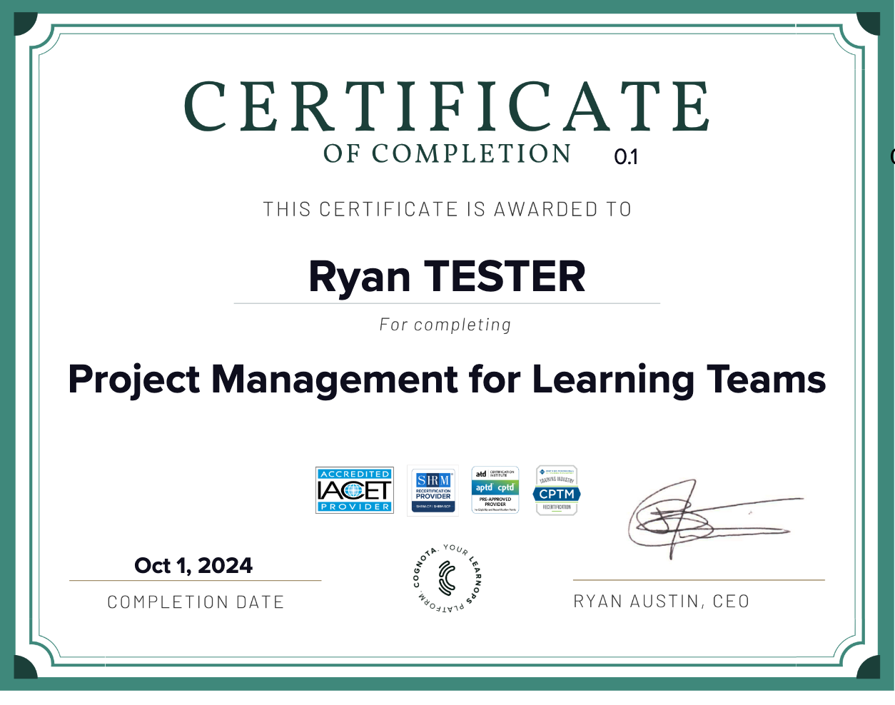 Project Management for Learning Teams Certificate