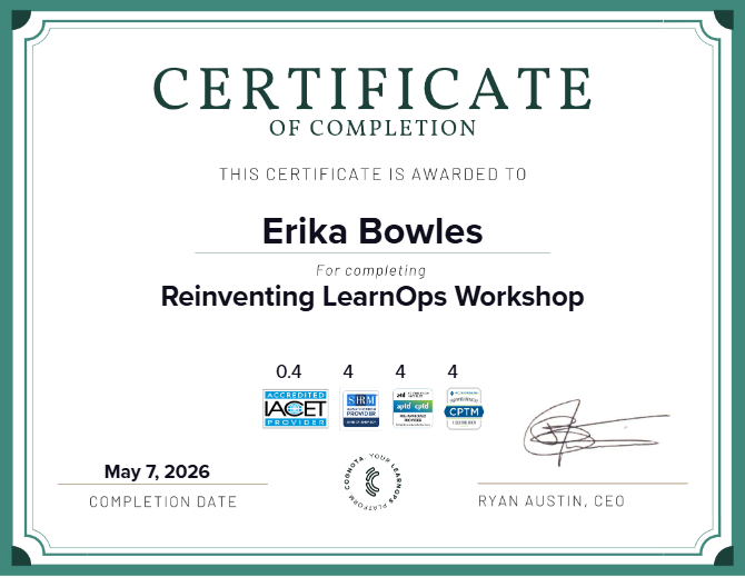 Reinventing LearnOps Workshop Certificate