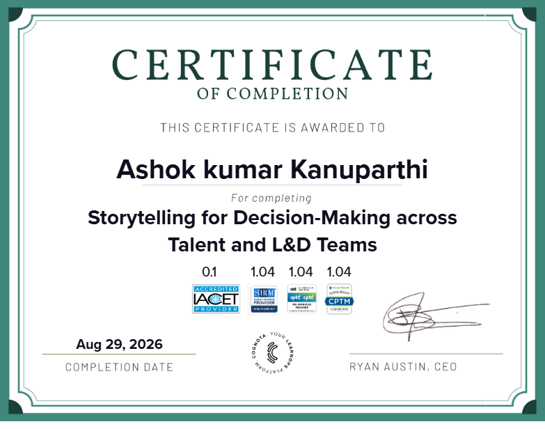 Storytelling for Decision-Making across Talent and L&D Teams Certificate