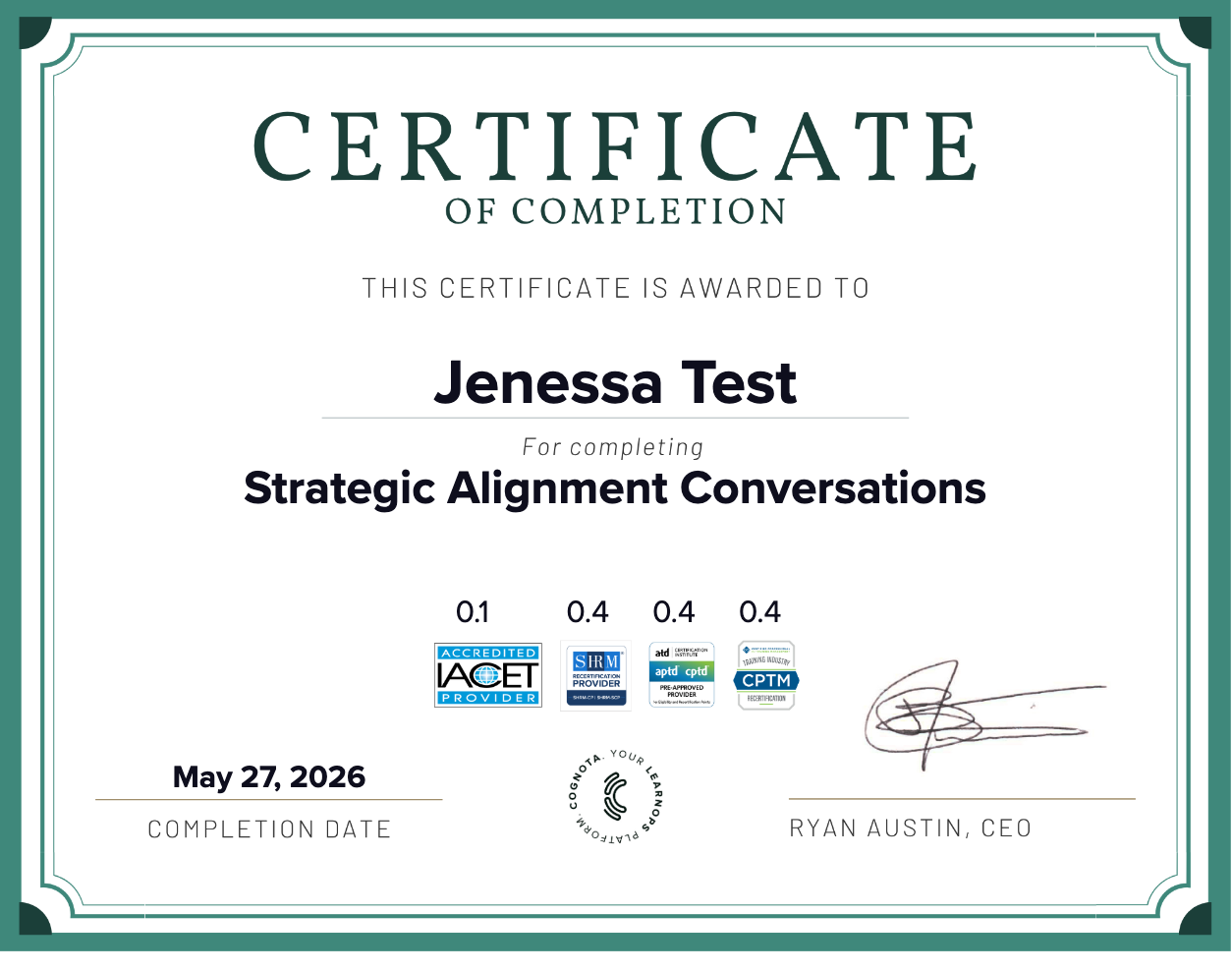 Strategic Alignment Conversations Certificate