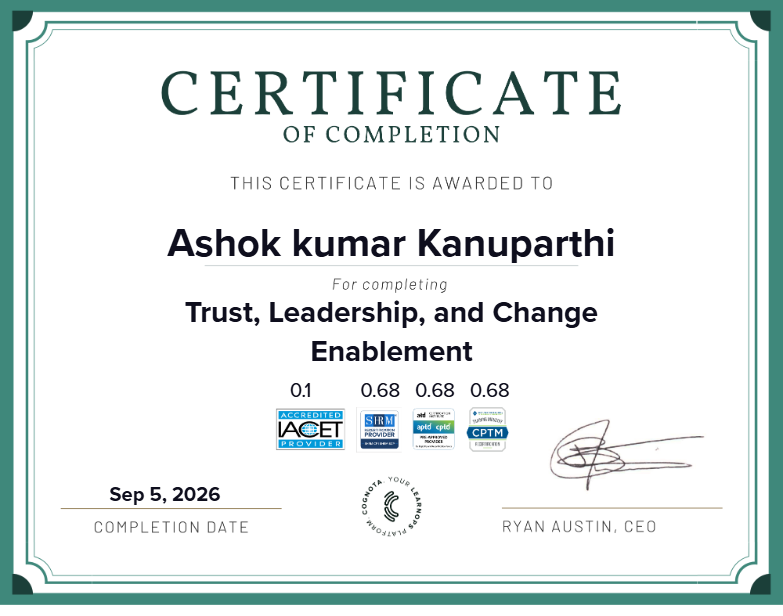 Trust, Leadership, and Change Enablement Certificate