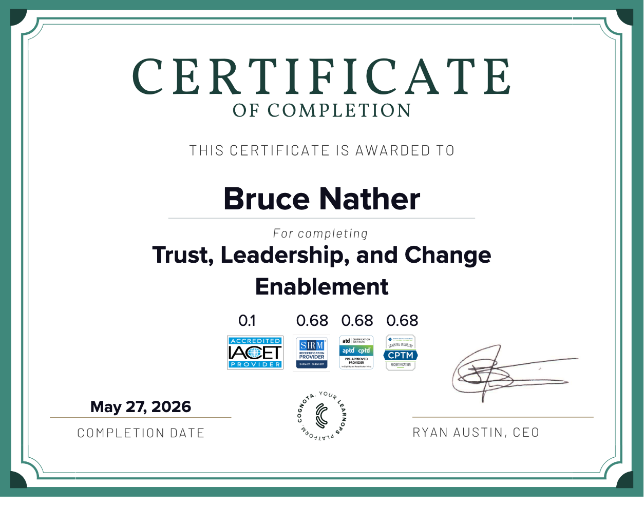 Trust, Leadership, and Change Enablement Certificate