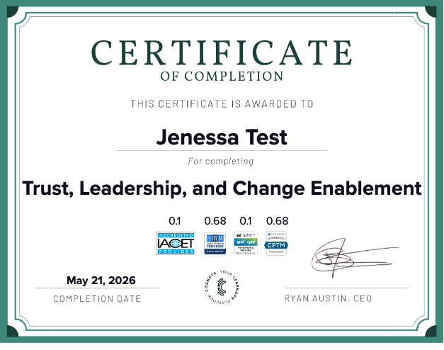 Trust, Leadership, and Change Enablement Certificate